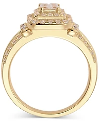 Diamond Emerald Shaped Halo Cluster Engagement Ring (1 ct. t.w.) in 14k Gold