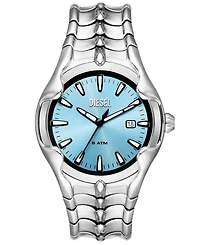 Diesel Men's Vert Three Hand Date Silver-Tone Stainless Steel Watch 44mm