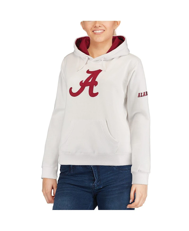 Women's White Alabama Crimson Tide Big Logo Pullover Sweatshirt