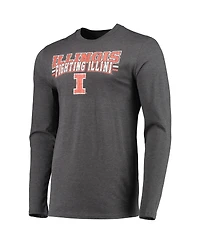 Men's Concepts Sport Navy, Heathered Charcoal Distressed Illinois Fighting Illini Meter Long Sleeve T-shirt and Pants Sleep Set