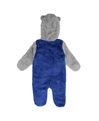 Newborn and Infant Boys Girls Blue St. Louis Blues Game Nap Teddy Fleece Bunting Full-Zip Sleeper