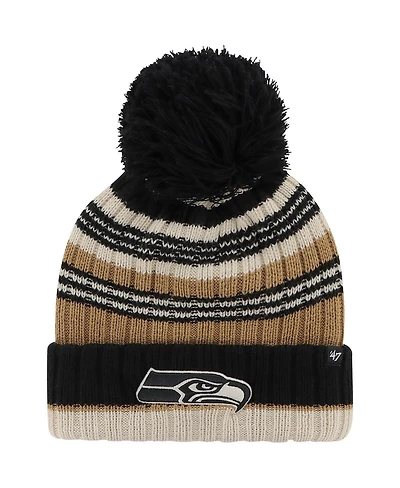 Women's '47 Brand Natural Seattle Seahawks Barista Cuffed Knit Hat with Pom