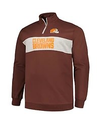 Men's Profile Brown Cleveland Browns Big and Tall Fleece Quarter-Zip Jacket
