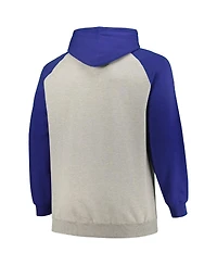 Men's Profile Heather Gray, Royal Distressed Buffalo Bills Big and Tall Favorite Arch Throwback Raglan Pullover Hoodie