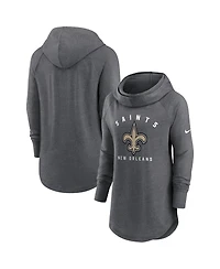 Women's Nike Heather Charcoal New Orleans Saints Raglan Funnel Neck Pullover Hoodie