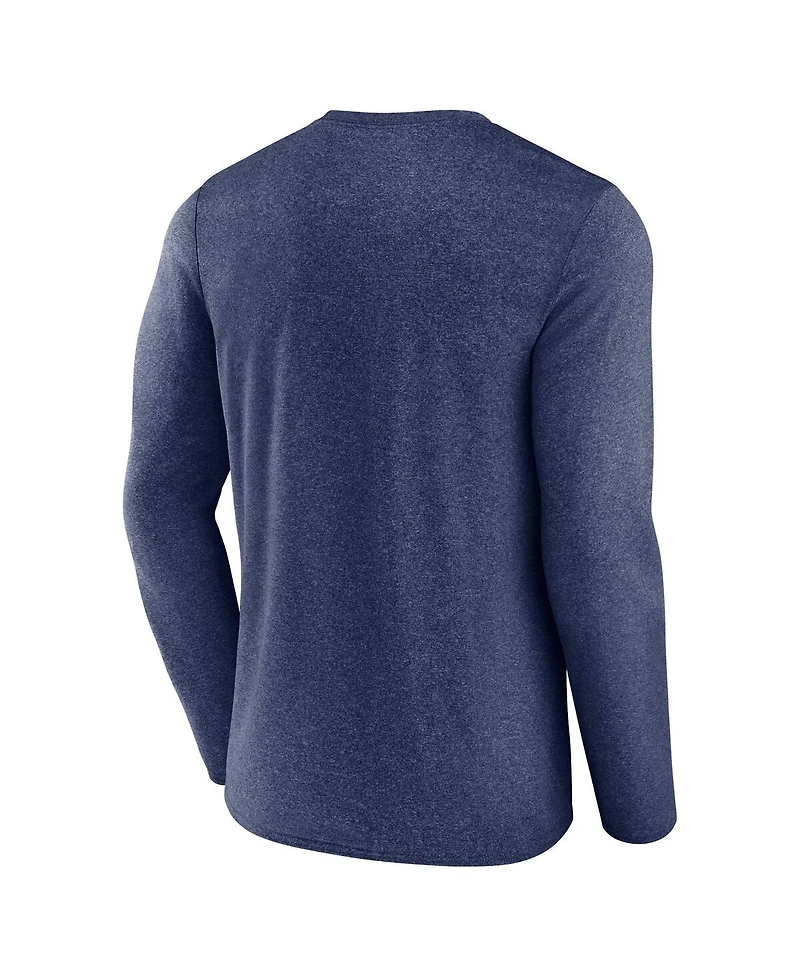 Men's Fanatics Heather Deep Sea Blue Seattle Kraken Long Sleeve T-shirt