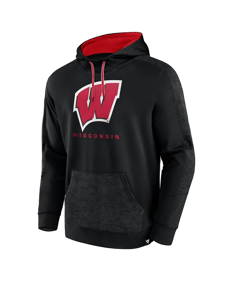 Men's Fanatics Black Wisconsin Badgers Defender Pullover Hoodie