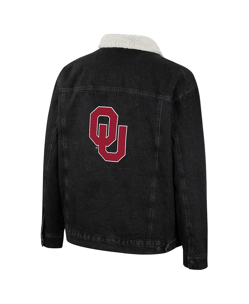 Men's Colosseum x Wrangler Charcoal Oklahoma Sooners Western Button-Up Denim Jacket