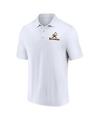 Men's Fanatics White, Brown Distressed Cleveland Browns Throwback Two-Pack Polo Shirt Set