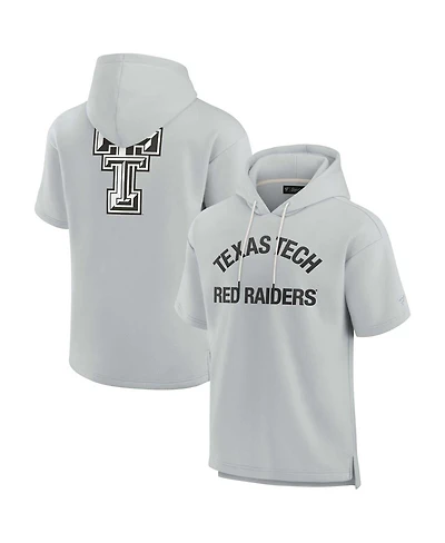 Men's and Women's Fanatics Signature Gray Texas Tech Red Raiders Super Soft Fleece Short Sleeve Pullover Hoodie
