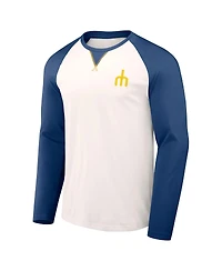 Men's Darius Rucker Collection by Fanatics White, Navy Distressed Seattle Mariners Team Color Raglan T-shirt