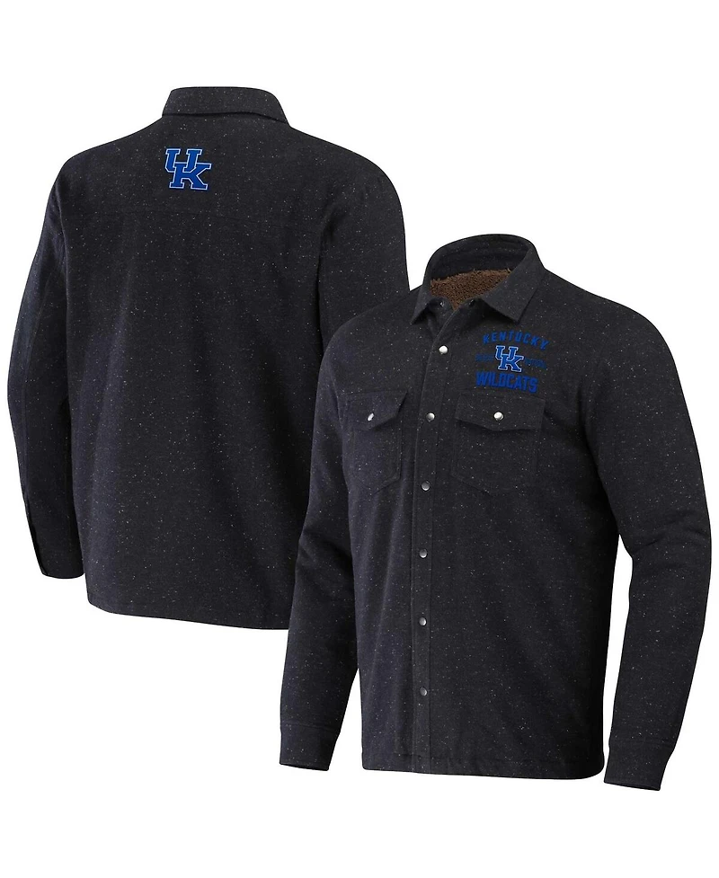 Men's Darius Rucker Collection by Fanatics Heather Charcoal Kentucky Wildcats Sherpa-Lined Full-Snap Shacket