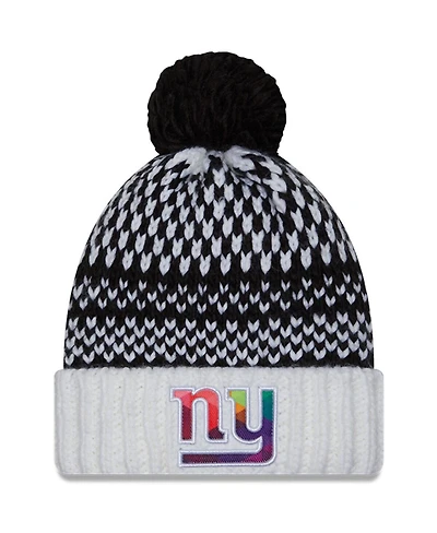Women's New Era Black, White New York Giants 2023 Nfl Crucial Catch Cuffed Pom Knit Hat