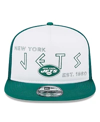 Men's New Era White, Green New York Jets Banger 9FIFTY Trucker Snapback Hat