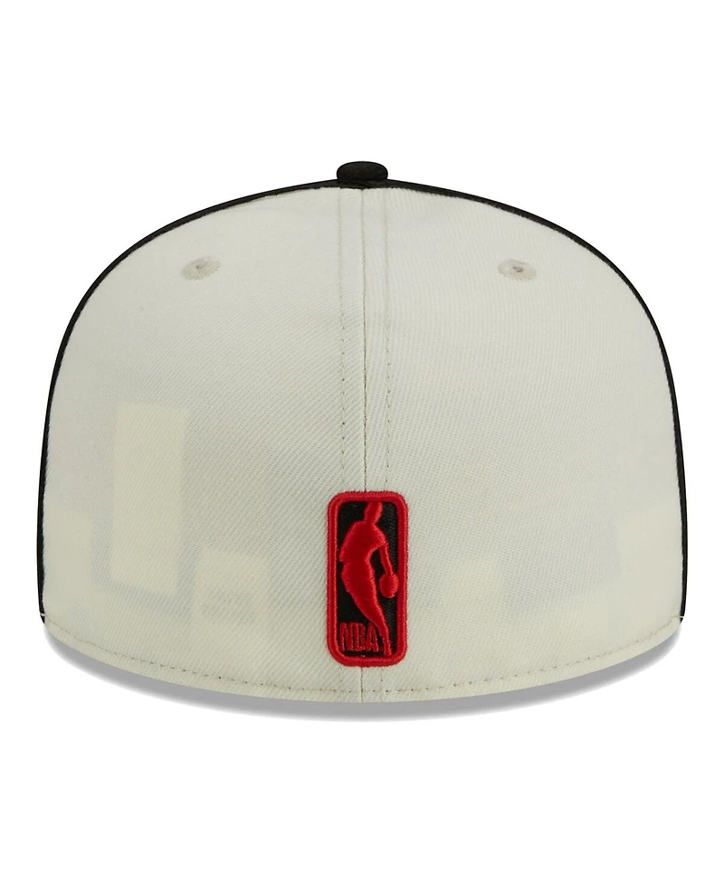 Men's New Era Cream, Black Chicago Bulls Piping 2-Tone 59FIFTY Fitted Hat