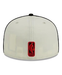 Men's New Era Cream, Black Chicago Bulls Piping 2-Tone 59FIFTY Fitted Hat