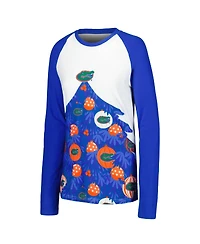 Women's Concepts Sport Royal Florida Gators Tinsel Ugly Sweater Long Sleeve T-shirt and Pants Sleep Set