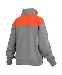 Women's Pressbox Gray Clemson Tigers Avon Fleece Quarter-Zip Jacket