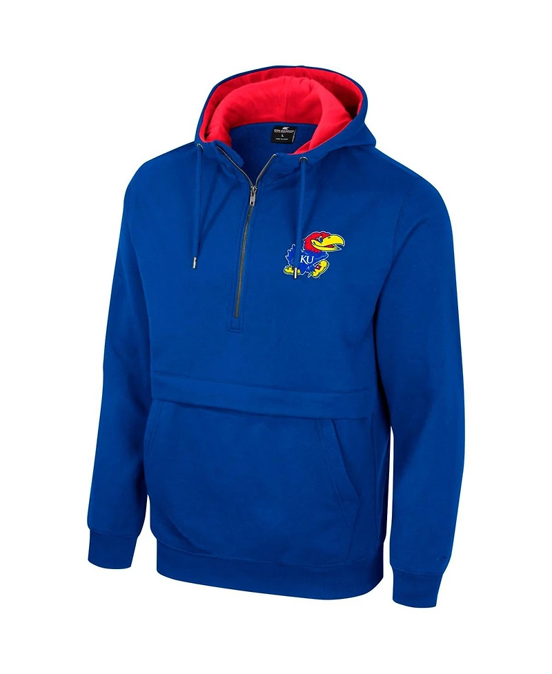 Men's Colosseum Royal Kansas Jayhawks Half-Zip Hoodie