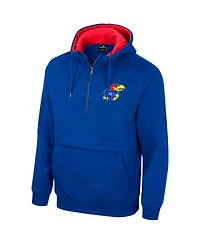 Men's Colosseum Royal Kansas Jayhawks Half-Zip Hoodie