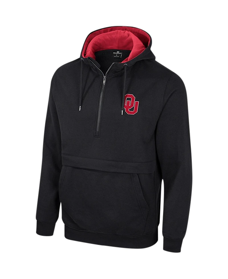 Men's Colosseum Black Oklahoma Sooners Half-Zip Hoodie