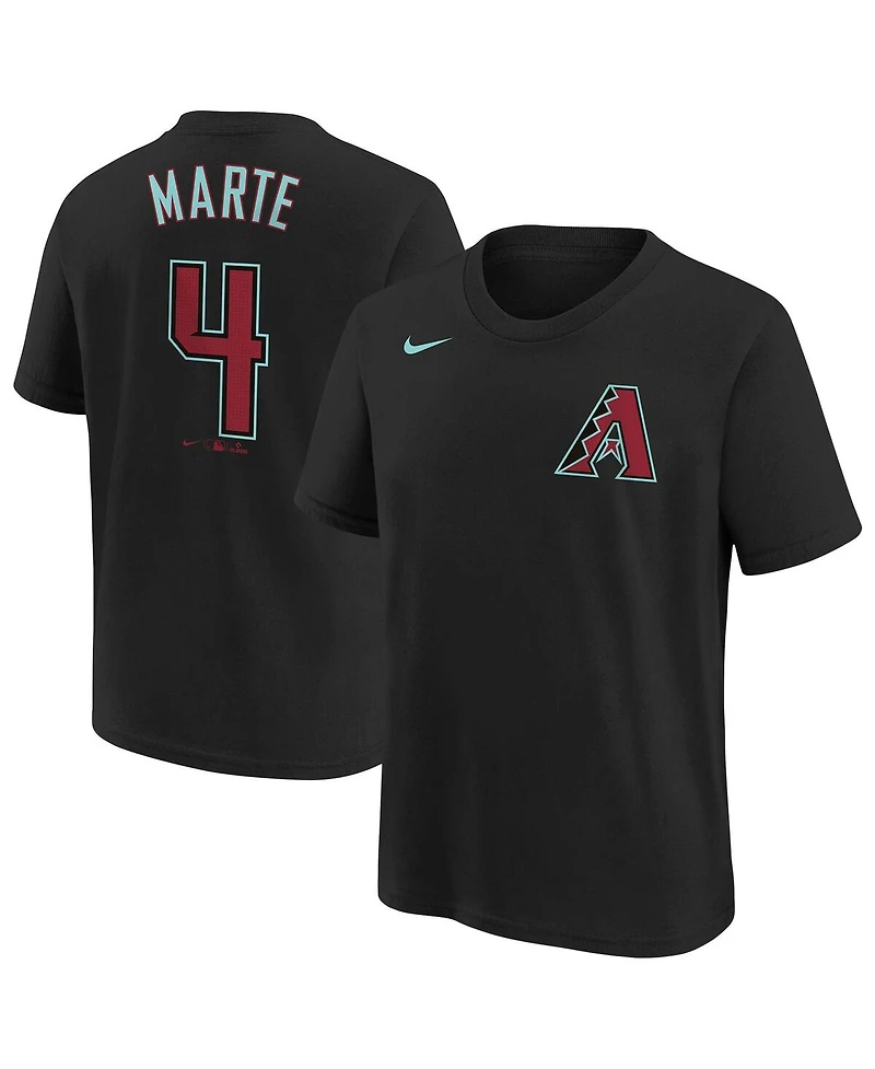 Big Boys Nike Ketel Marte Black Arizona Diamondbacks 2024 Fuse Name and Number T-shirt