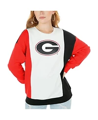 Women's Gameday Couture White, Black Georgia Bulldogs Vertical Color-Block Pullover Sweatshirt