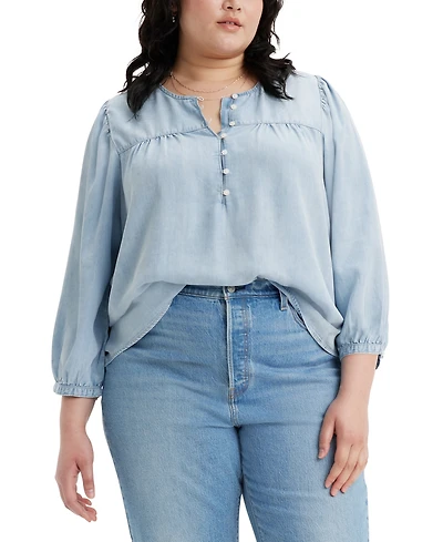Levi's Plus Size Halsey 3/4-Sleeve Button-Front Blouse