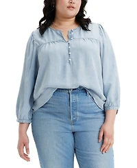 Levi's Plus Size Halsey 3/4-Sleeve Button-Front Blouse