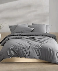Calvin Klein Washed Percale Cotton Solid 3 Piece Comforter Set