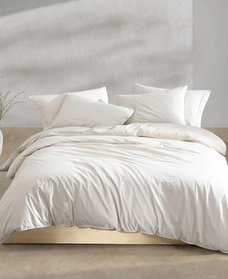 Closeout! Calvin Klein Washed Percale Cotton Solid 3 Piece Comforter Set