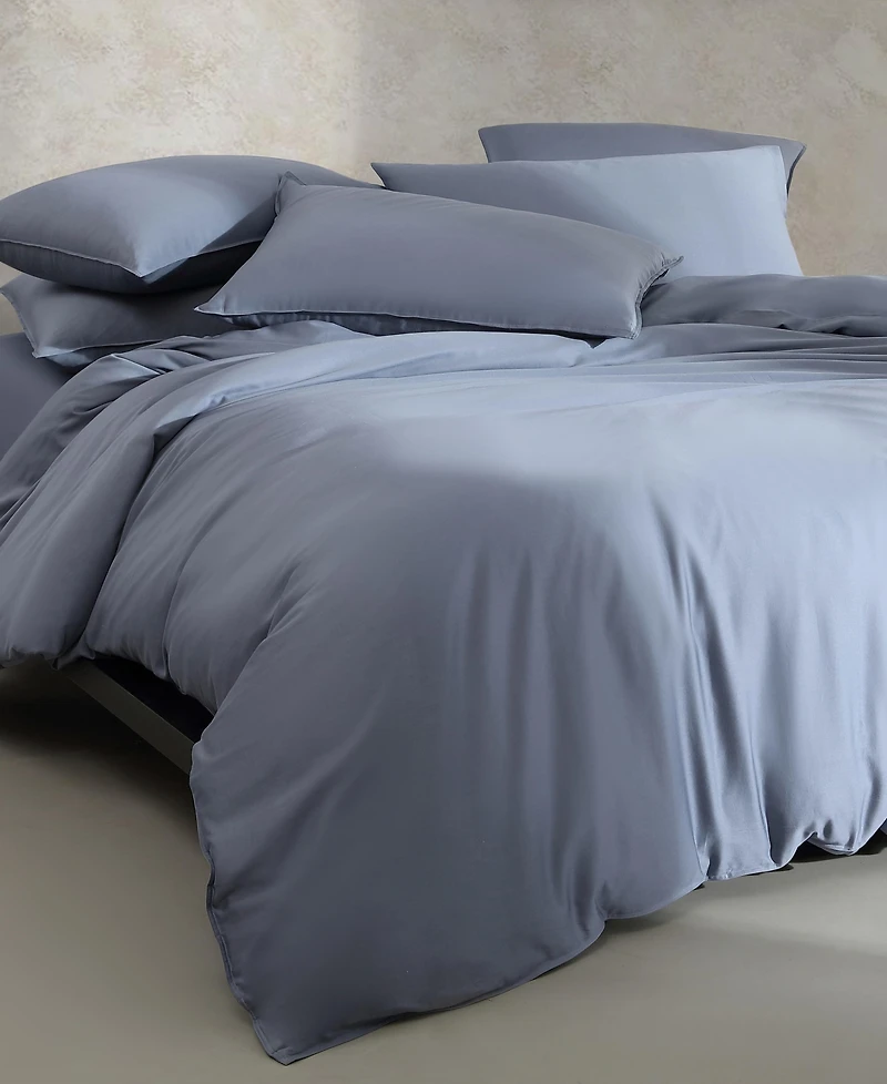 Closeout! Calvin Klein Organic Earth Solid Cotton Sateen 3 Piece Duvet Cover Set