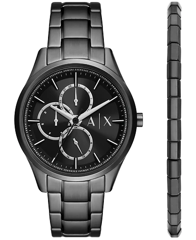 A|X Armani Exchange Men's Multifunction Black Stainless Steel Watch 42mm and Bracelet Set