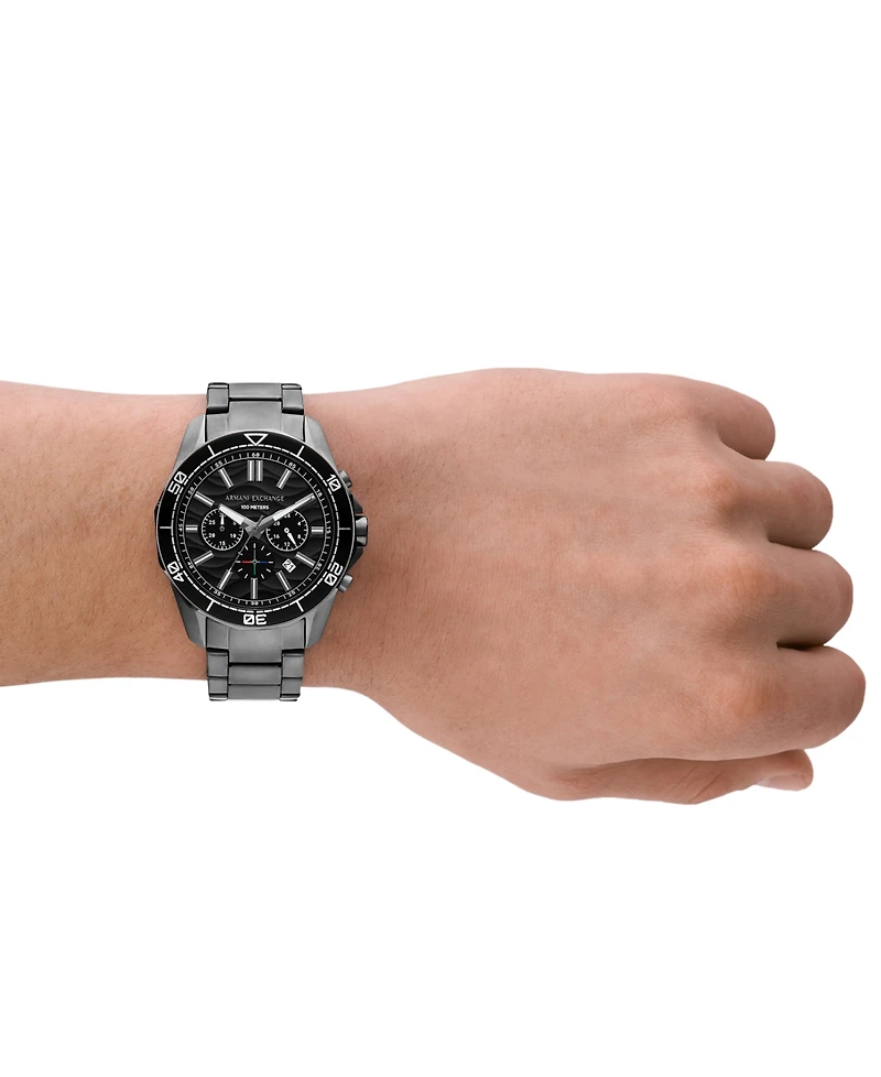 A|X Armani Exchange Men's Chronograph Gunmetal Stainless Steel Watch 44mm