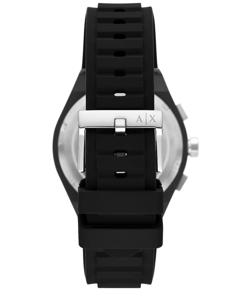 A|X Armani Exchange Men's Sync Chronograph Black Silicone Watch 44mm