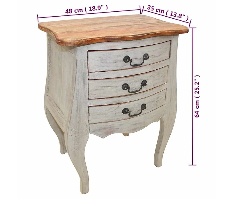 vidaXL Bedside Cabinet Solid Mahogany Wood 18.9"x13.8"x25.2"