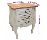 vidaXL Bedside Cabinet Solid Mahogany Wood 18.9"x13.8"x25.2"