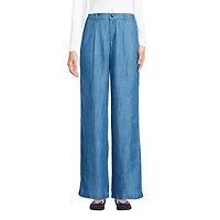 Lands' End Women's High Rise Tencel Fiber Pleated Wide Leg Pants