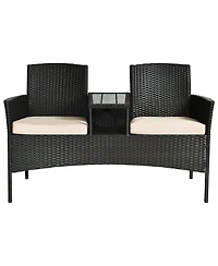 Patented Modern Patio Set with Built-in Coffee Table and Cushions