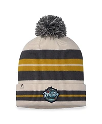 Men's Fanatics Vegas Golden Knights Charcoal, Cream 2024 Nhl Winter Classic Cuffed Knit Hat with Pom