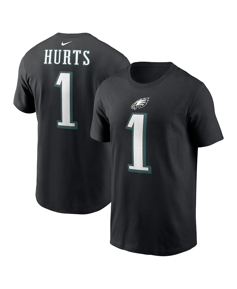 Men's Nike Jalen Hurts Black Philadelphia Eagles Player Name and Number T-shirt