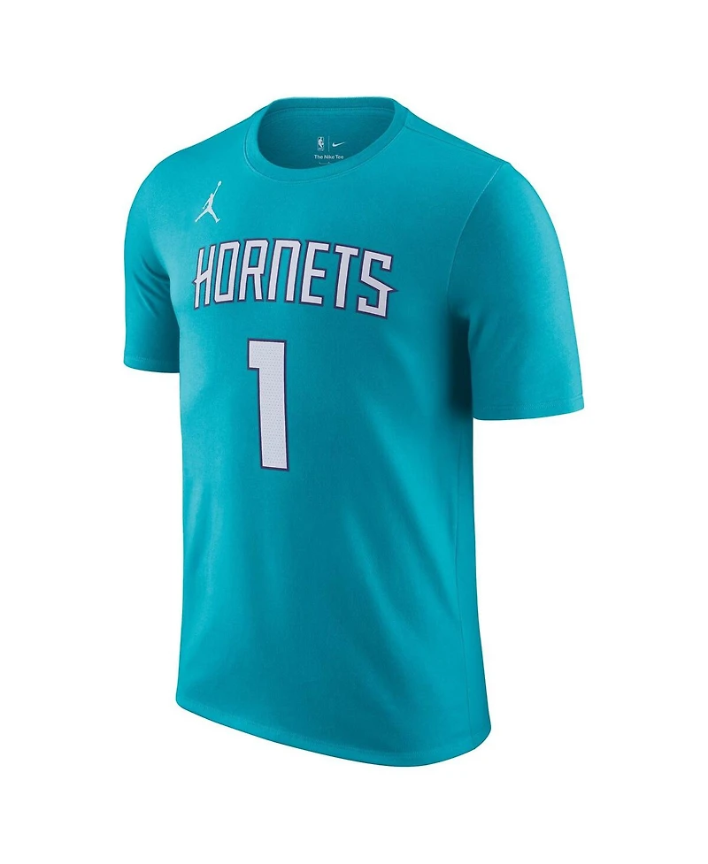 Men's Nike LaMelo Ball Teal Charlotte Hornets Icon 2022/23 Name and Number T-shirt