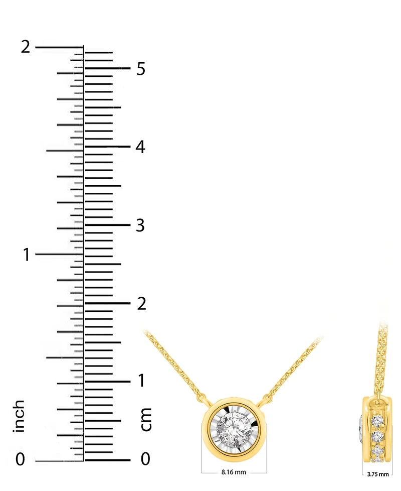 Diamond Miracle Plate Bezel Pendant Necklace (1/2 ct. t.w.) in 14k Gold, 16" + 2" extender in 14k Two-Tone Gold