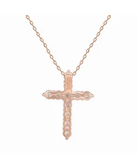 Suzy Levian Sterling Silver Cubic Zirconia Mini Cross Pendant Necklace