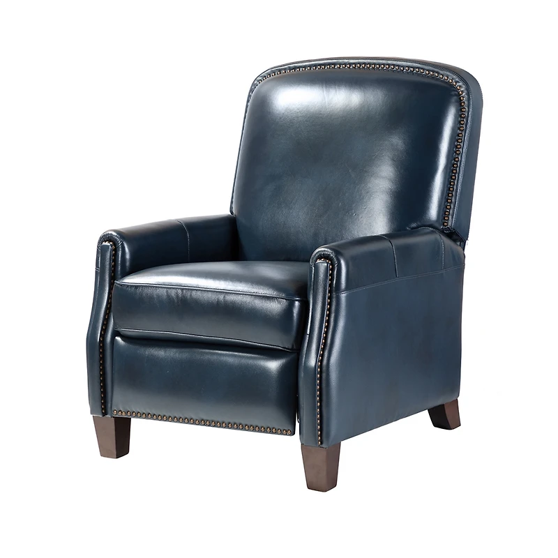 Hickey Modern Genuine Leather Recliner with Nailhead Trim