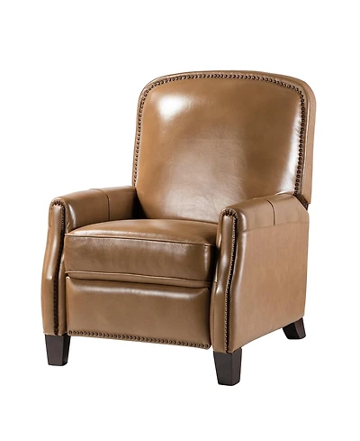 Hickey Modern Genuine Leather Recliner with Nailhead Trim