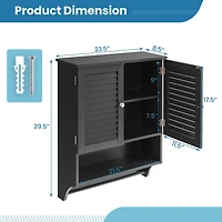 Bathroom Wall Mounted Medicine Cabinet with Louvered Doors & Towel Bar
