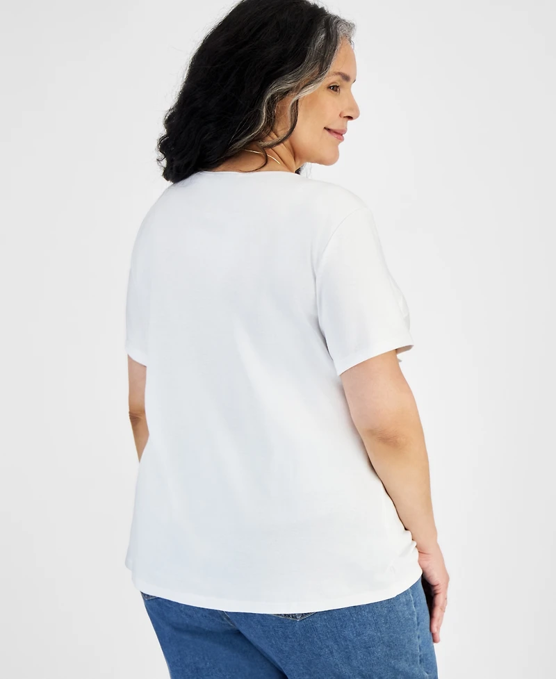 Style & Co Women's Plus Short-Sleeve Scoop-Neck Top