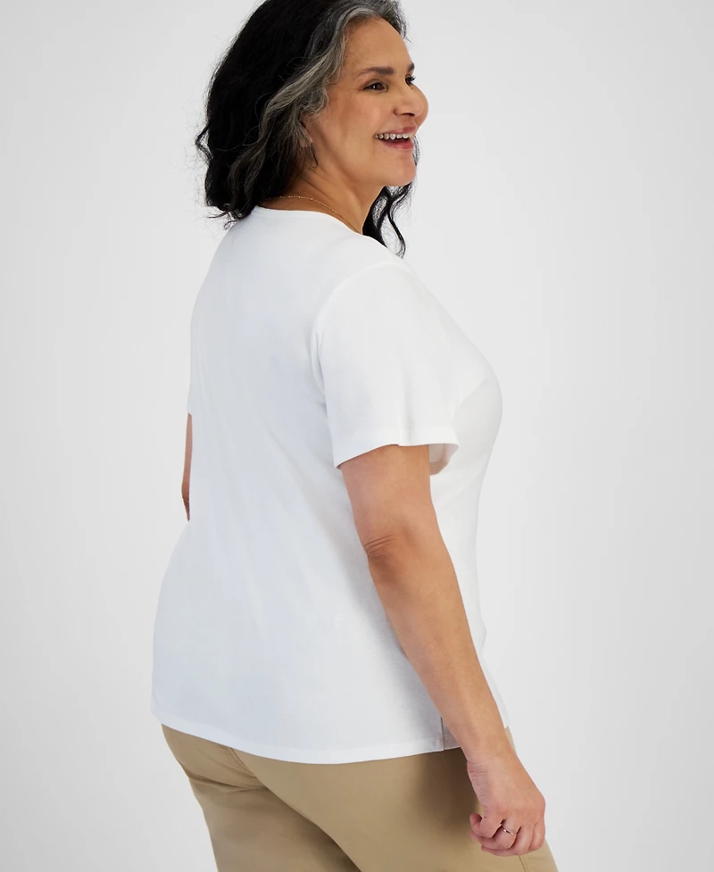 Style & Co Plus Short-Sleeve V-Neck Top, Exclusively at Macy's