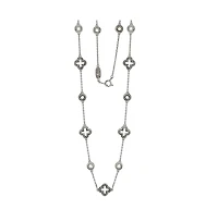 Suzy Levian New York Sterling Silver Sapphire & Created White Sapphire Station Necklace